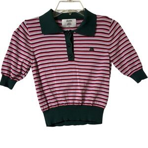 Jouetie Short Sleeve Quarter Button Collar Crop Length Sweater Size Medium